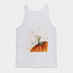 Colorful Splashed Pumpkin - Halloween Fall Watercolor Illustration Tank Top